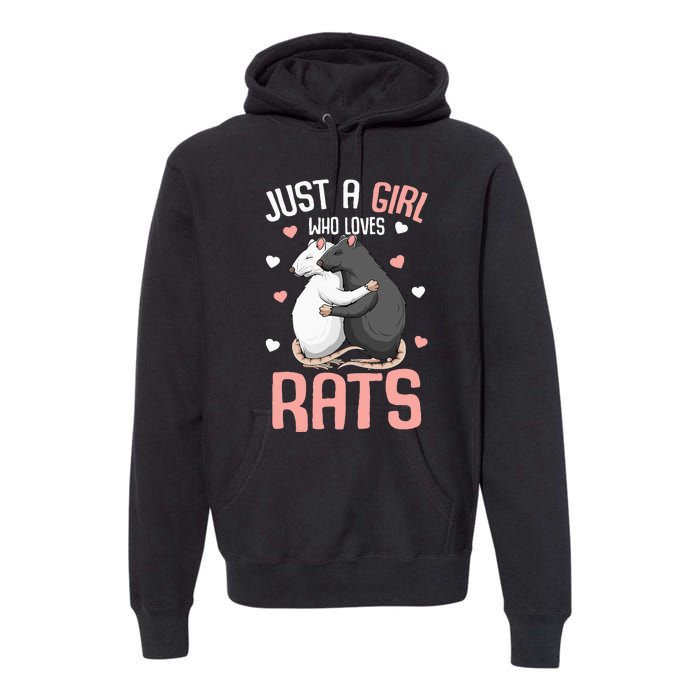 Just A Girl Who Loves Rats Kids Women Rat Lover Premium Hoodie