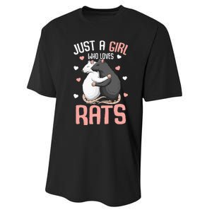 Just A Girl Who Loves Rats Kids Women Rat Lover Performance Sprint T-Shirt