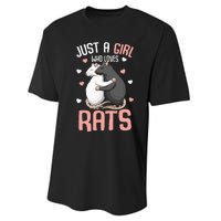 Just A Girl Who Loves Rats Kids Women Rat Lover Performance Sprint T-Shirt