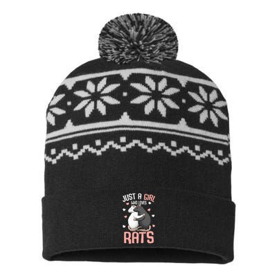 Just A Girl Who Loves Rats Kids Women Rat Lover USA-Made Snowflake Beanie