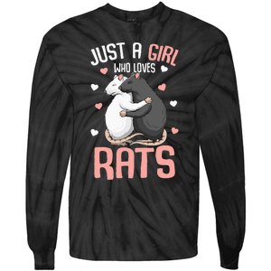 Just A Girl Who Loves Rats Kids Women Rat Lover Tie-Dye Long Sleeve Shirt