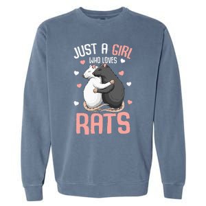 Just A Girl Who Loves Rats Kids Women Rat Lover Garment-Dyed Sweatshirt