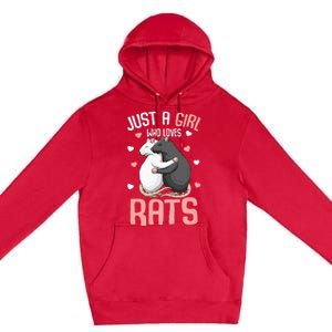 Just A Girl Who Loves Rats Kids Women Rat Lover Premium Pullover Hoodie