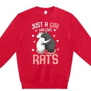 Just A Girl Who Loves Rats Kids Women Rat Lover Premium Crewneck Sweatshirt