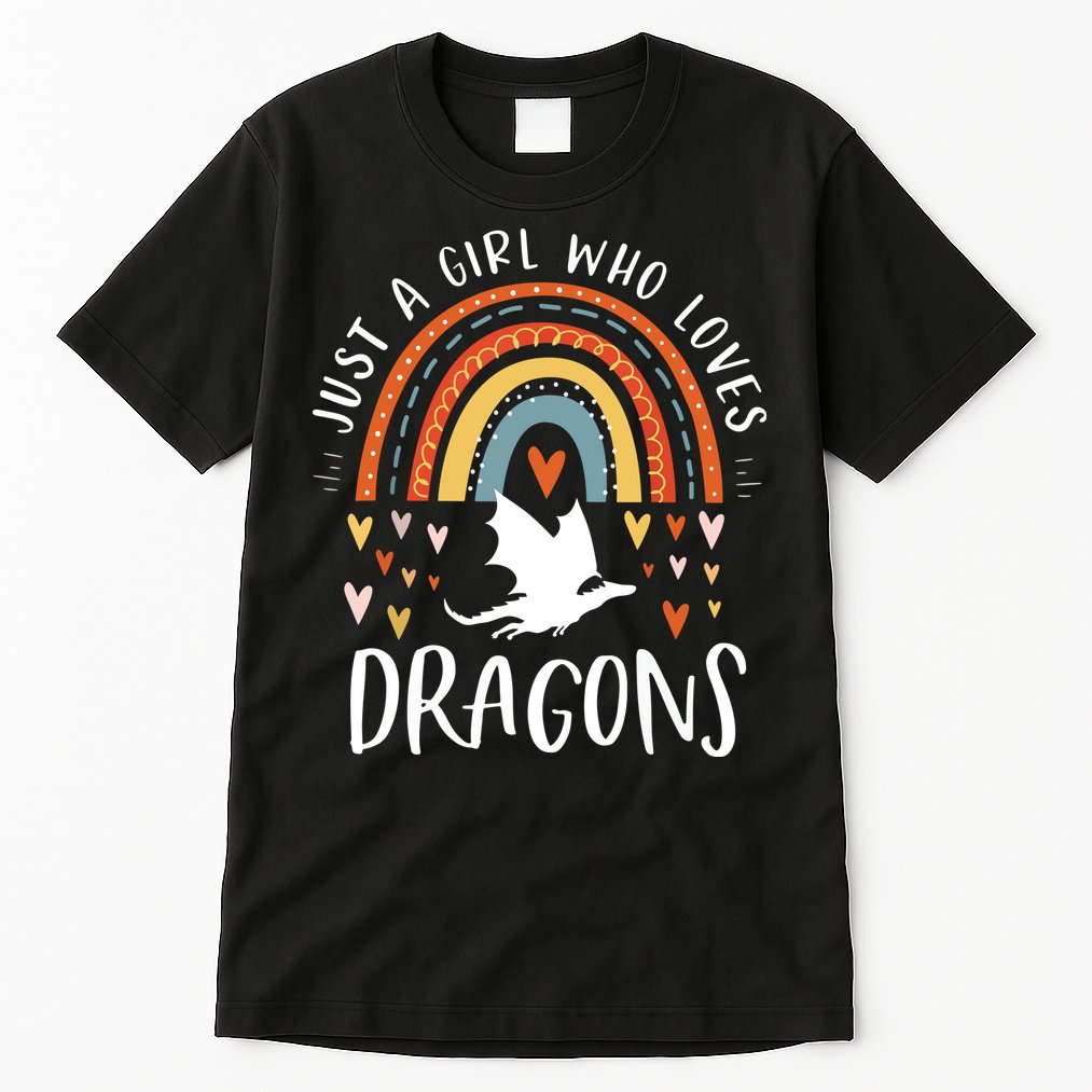 Just A Girl Who Loves Dragons Rainbow Gifts For Dragon Lover Tall T-Shirt