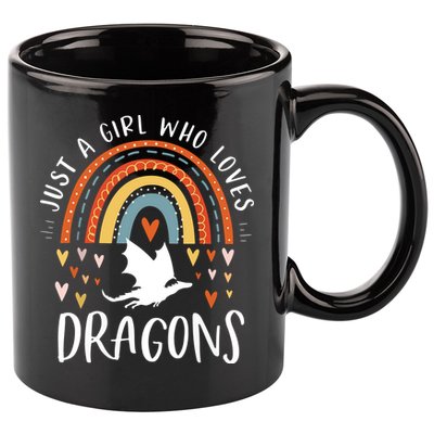 Just A Girl Who Loves Dragons Rainbow Gifts For Dragon Lover 11oz C Handle Ceramic Mug