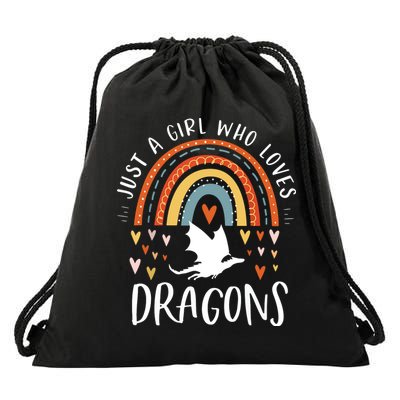 Just A Girl Who Loves Dragons Rainbow Gifts For Dragon Lover Drawstring Bag