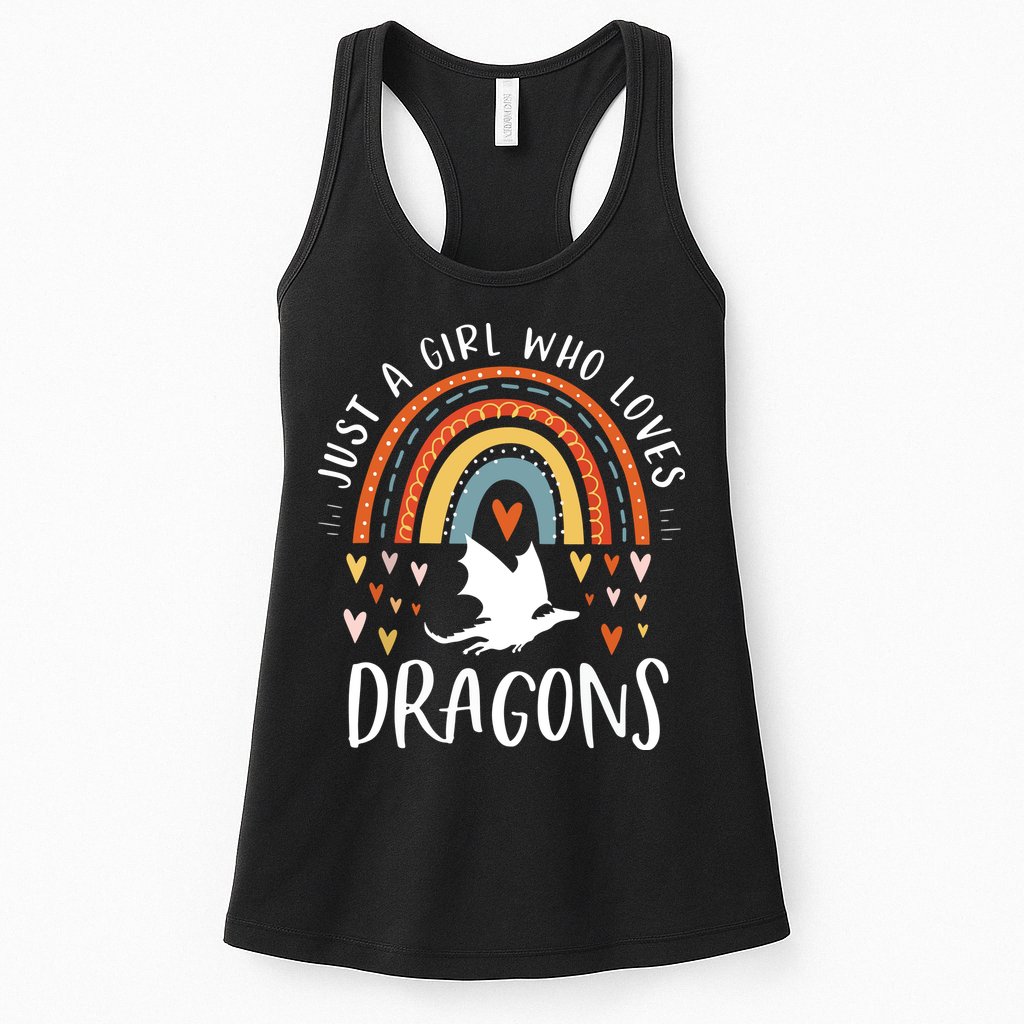 Just A Girl Who Loves Dragons Rainbow Gifts For Dragon Lover Womens Tank Top