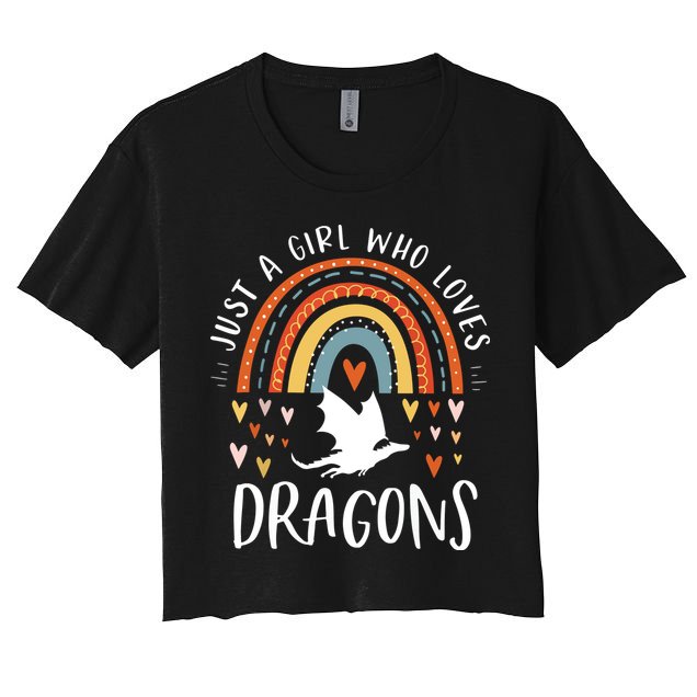 Just A Girl Who Loves Dragons Rainbow Gifts For Dragon Lover Women's Crop Top Tee