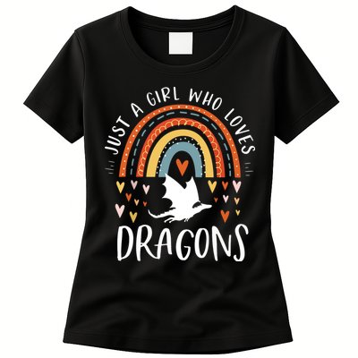 Just A Girl Who Loves Dragons Rainbow Gifts For Dragon Lover Womens T-Shirt