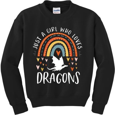 Just A Girl Who Loves Dragons Rainbow Gifts For Dragon Lover Kids Sweatshirt