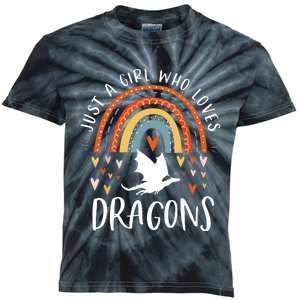 Just A Girl Who Loves Dragons Rainbow Gifts For Dragon Lover Kids Tie-Dye T-Shirt