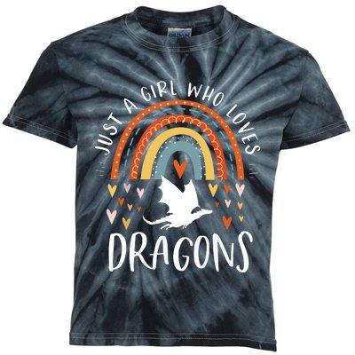 Just A Girl Who Loves Dragons Rainbow Gifts For Dragon Lover Kids Tie-Dye T-Shirt