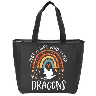 Just A Girl Who Loves Dragons Rainbow Gifts For Dragon Lover Zip Tote Bag