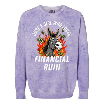 Just A Girl Who Loves Financial Ruin Credit Card Debt Funny Colorblast Crewneck Sweatshirt