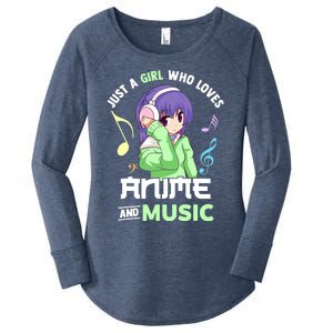 Just A Girl Who Loves Anime And Music Wo Anime Musician Women's Perfect Tri Tunic Long Sleeve Shirt