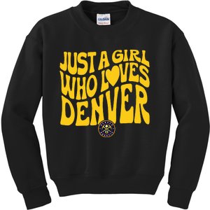 Just A Girl Who Loves Denver Nugget Wavy Kids Sweatshirt