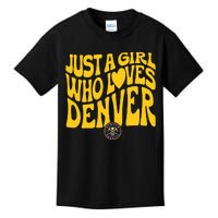 Just A Girl Who Loves Denver Nugget Wavy Kids T-Shirt