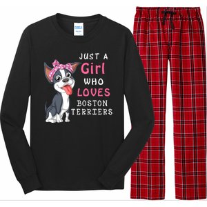 Just A Girl Who Loves Boston Terriers Long Sleeve Pajama Set