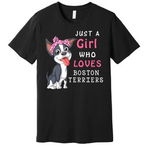 Just A Girl Who Loves Boston Terriers Premium T-Shirt