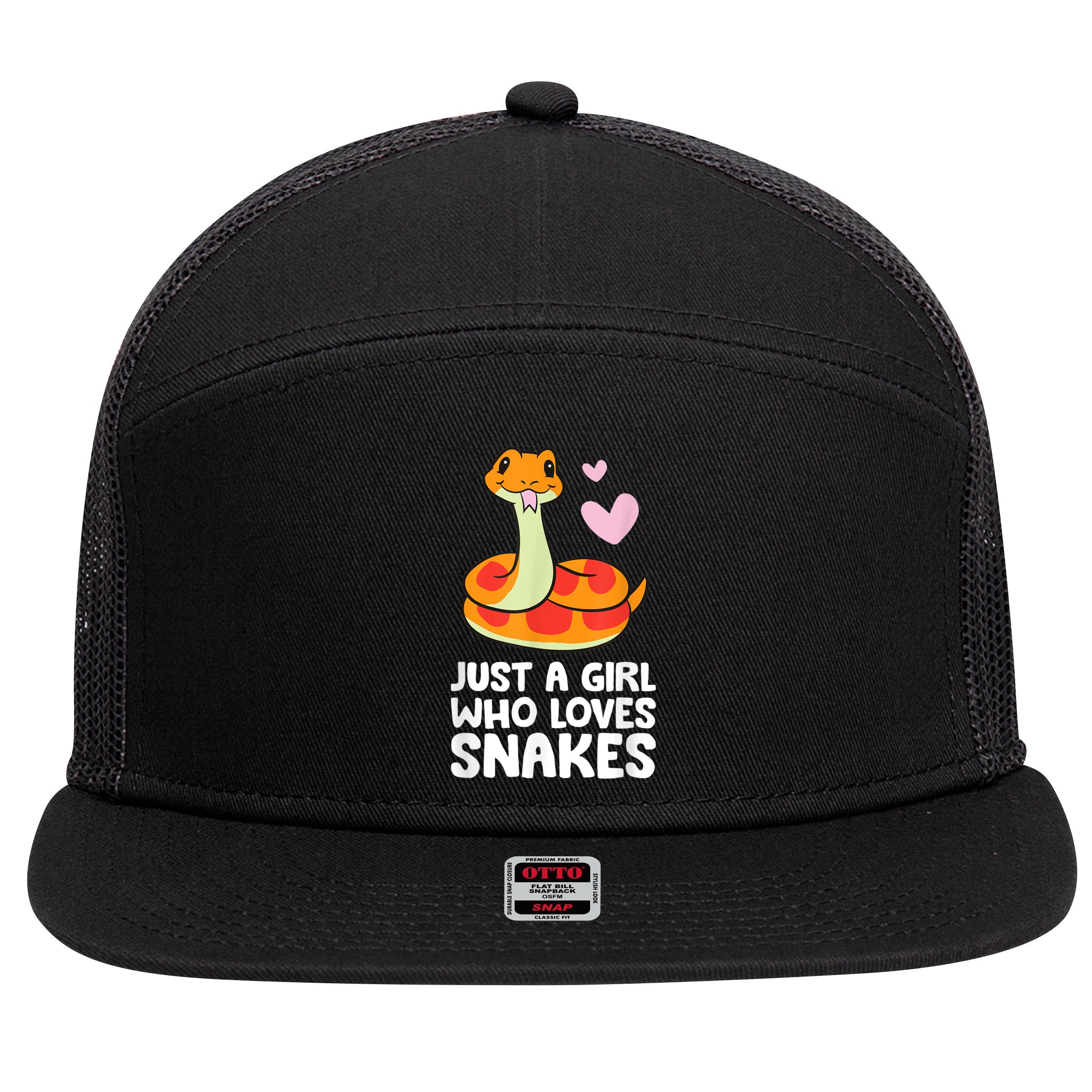 Just A Girl Who Loves Snakes Cute Snake 7 Panel Mesh Trucker Snapback Hat