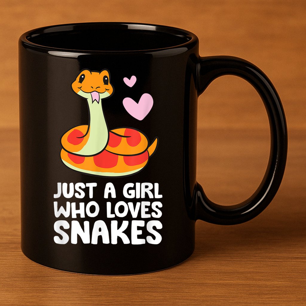Just A Girl Who Loves Snakes Cute Snake 11oz C Handle Ceramic Mug