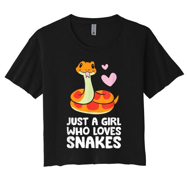 Just A Girl Who Loves Snakes Cute Snake Women's Crop Top Tee