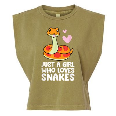 Just A Girl Who Loves Snakes Cute Snake Garment-Dyed Women's Muscle Tee