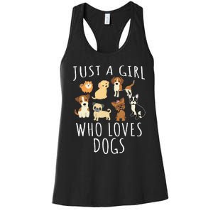 Just a girl who loves Dogs Funny Puppy Women's Racerback Tank