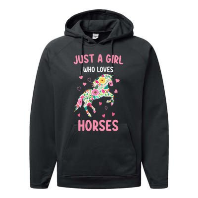 Just A Girl Who Loves Horses Equestrian Performance Fleece Hoodie