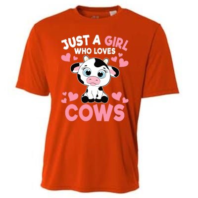 Just A Girl Who Loves Cows Cute Cow Print Girl Cooling Performance Crew T-Shirt