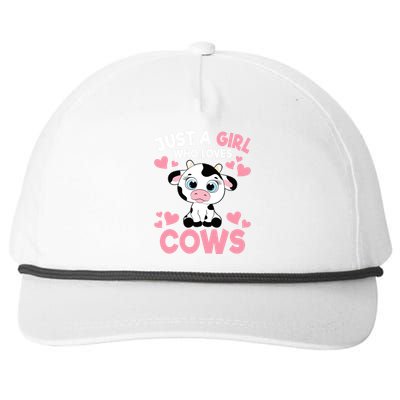 Just A Girl Who Loves Cows Cute Cow Print Girl Snapback Five-Panel Rope Hat