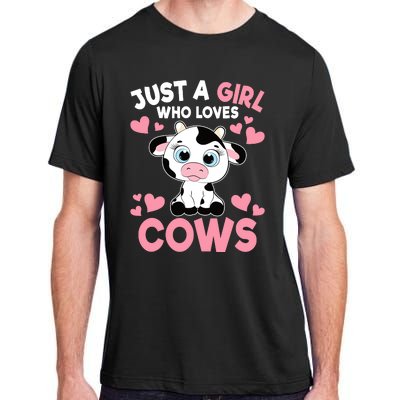 Just A Girl Who Loves Cows Cute Cow Print Girl Adult ChromaSoft Performance T-Shirt