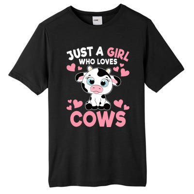 Just A Girl Who Loves Cows Cute Cow Print Girl Tall Fusion ChromaSoft Performance T-Shirt