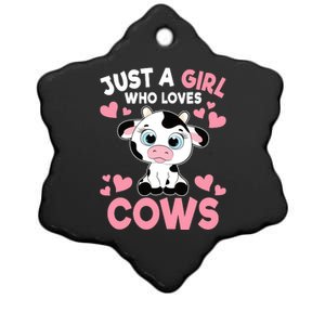 Just A Girl Who Loves Cows Cute Cow Print Girl Ceramic Star Ornament