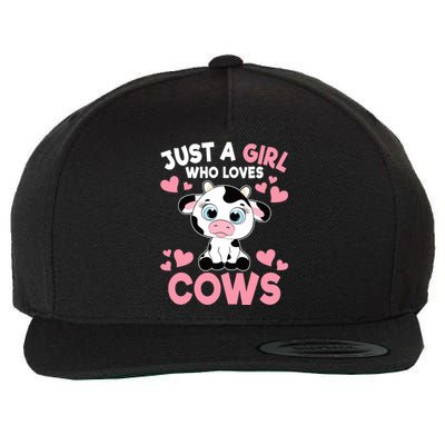 Just A Girl Who Loves Cows Cute Cow Print Girl Wool Snapback Cap