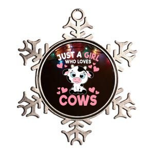 Just A Girl Who Loves Cows Cute Cow Print Girl Metallic Star Ornament