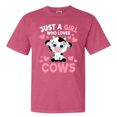 Just A Girl Who Loves Cows Cute Cow Print Girl Garment-Dyed Heavyweight T-Shirt