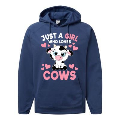 Just A Girl Who Loves Cows Cute Cow Print Girl Performance Fleece Hoodie