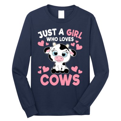 Just A Girl Who Loves Cows Cute Cow Print Girl Long Sleeve Shirt