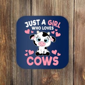 Just A Girl Who Loves Cows Cute Cow Print Girl Coaster