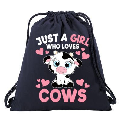 Just A Girl Who Loves Cows Cute Cow Print Girl Drawstring Bag