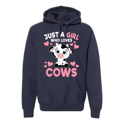 Just A Girl Who Loves Cows Cute Cow Print Girl Premium Hoodie