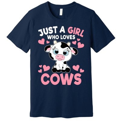 Just A Girl Who Loves Cows Cute Cow Print Girl Premium T-Shirt