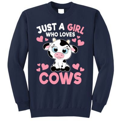 Just A Girl Who Loves Cows Cute Cow Print Girl Tall Sweatshirt