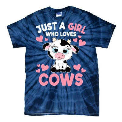 Just A Girl Who Loves Cows Cute Cow Print Girl Tie-Dye T-Shirt