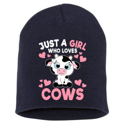 Just A Girl Who Loves Cows Cute Cow Print Girl Short Acrylic Beanie