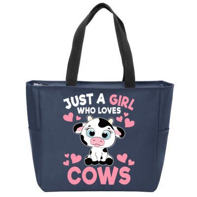 Just A Girl Who Loves Cows Cute Cow Print Girl Zip Tote Bag