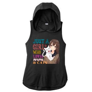 Just A Girl Who Loves Anime And Cats Ladies PosiCharge Tri-Blend Wicking Draft Hoodie Tank