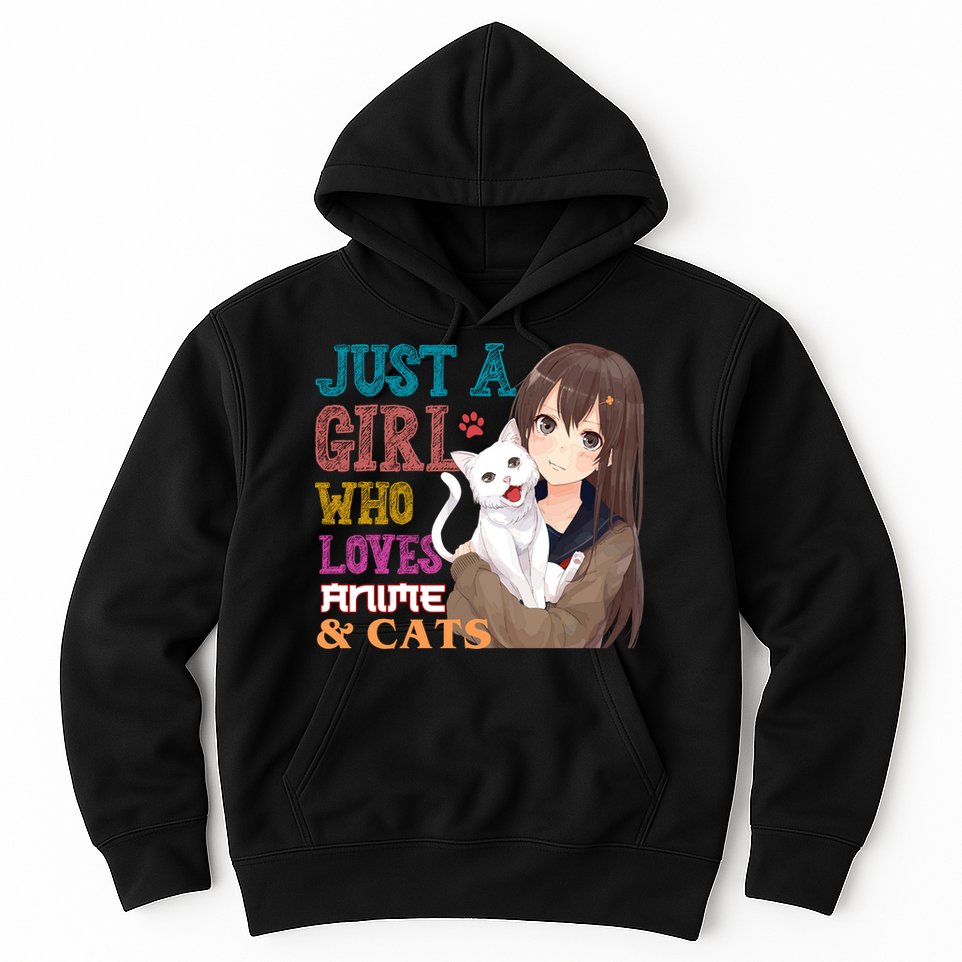 Just A Girl Who Loves Anime And Cats Hoodie